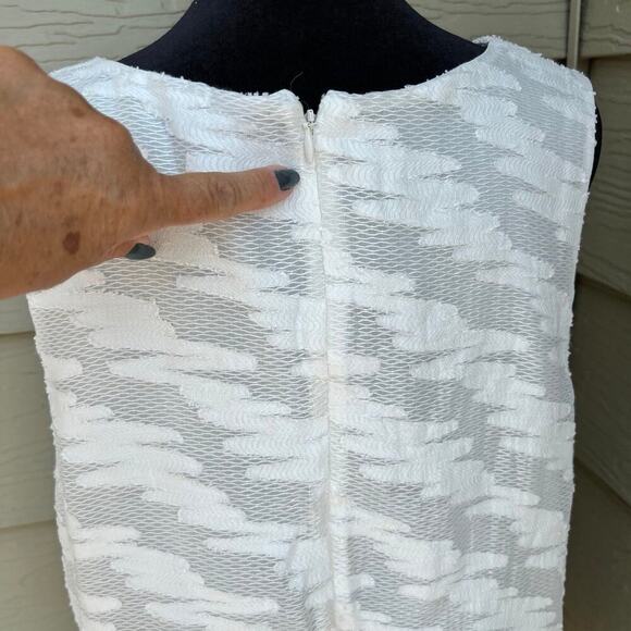 HALOGEN lace texturized sleeveless top white, women's XL - Picture 5 of 9